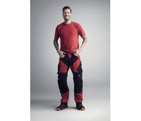 6903 Pantalones largos de trabajo FlexiWork rojo/ negro